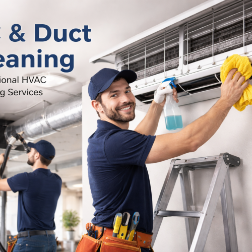 hvac technicians at work cleaning systems